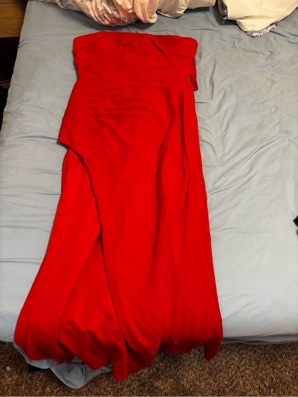 Strapless High-Low Red Evening Dress